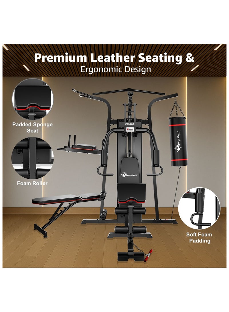 PowerMax Fitness PowerMax Fitness GH-450 Multi Function Home Gym with Punching Bag | Max User Weight: 220kg | 75kg Weight Stack | All in one Multipurpose Equipment | Multipurpose Function Exercises  - Image 5