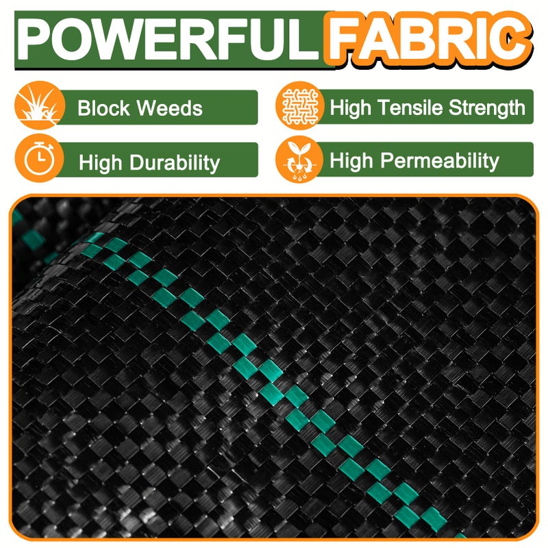 Winisok Garden Weed Barrier Landscape Fabric 4FT x 100FT, Premium Weed Control Garden Cloth, Durable Woven Geotextile Fabric, Mulch Breathable Ground Cover Landscaping Weed Blocker(4ft x 50ft x 2Pack) - Image 3