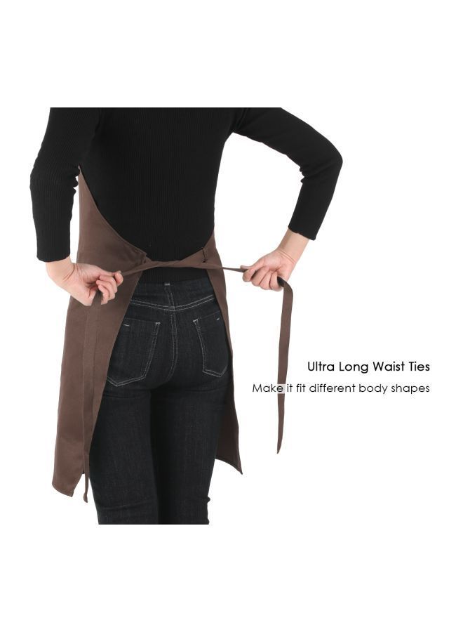 NIBEMINENT 2-Piece Cooking Apron With Adjustable Neck Belt Coffee 66x66x75centimeter  - Image 4