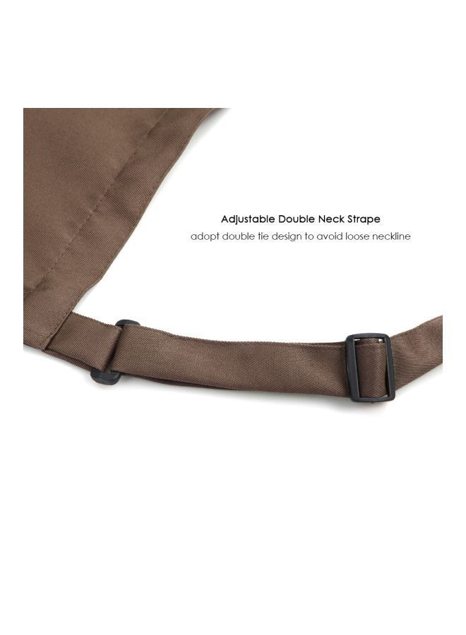 NIBEMINENT 2-Piece Cooking Apron With Adjustable Neck Belt Coffee 66x66x75centimeter  - Image 2