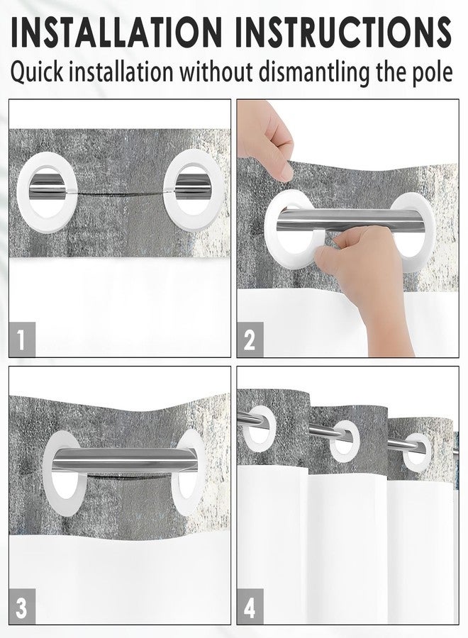 Nesphy No Hook Blue Grey Painting Shower Curtain with Snap in Fabric Liner Set, Turtle Summer Underwater Animal Double Layers Waterproof with See Through Top Bath Curtain 71x74 Inch - Image 3