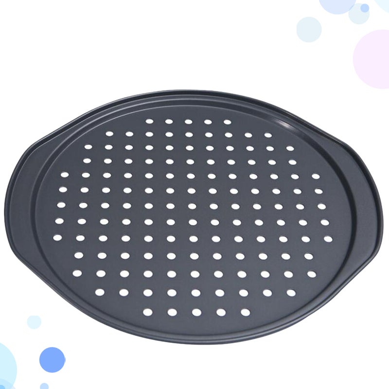 Non-stick Pizza Baking Pan Tray with Holes Household Baking Mold Cake Pan Bakeware Baking Plate for Pizza Cake (Black) - Image 5