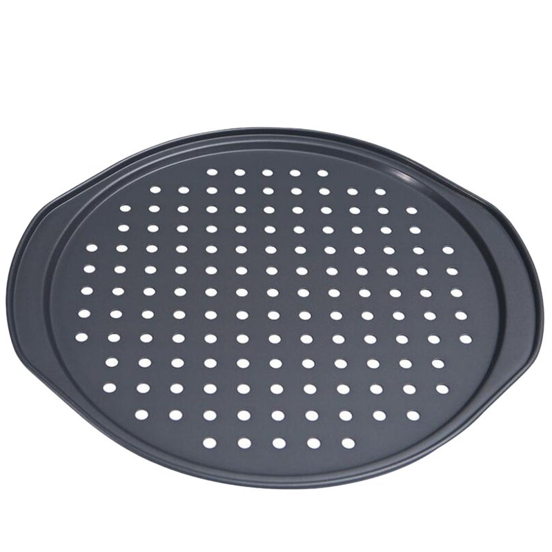 Non-stick Pizza Baking Pan Tray with Holes Household Baking Mold Cake Pan Bakeware Baking Plate for Pizza Cake (Black) - Image 1