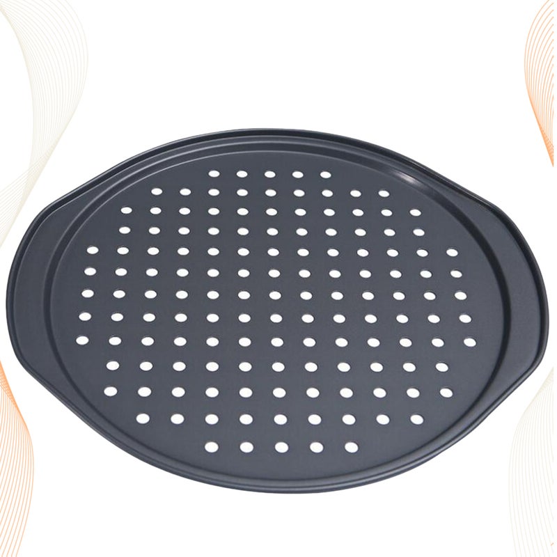 Non-stick Pizza Baking Pan Tray with Holes Household Baking Mold Cake Pan Bakeware Baking Plate for Pizza Cake (Black) - Image 3