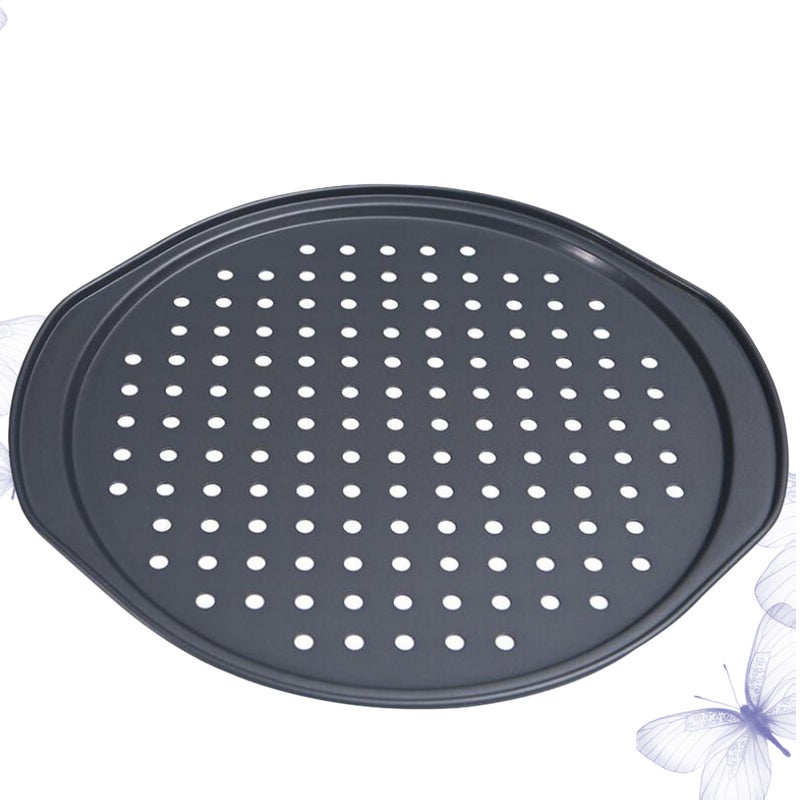 Non-stick Pizza Baking Pan Tray with Holes Household Baking Mold Cake Pan Bakeware Baking Plate for Pizza Cake (Black) - Image 4