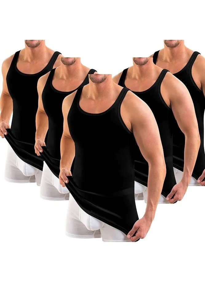Anthony Jackson 5-Pack Premium Classic Men's Undershirt Alexander Extra Long - Combed Fine Twill Organic Cotton