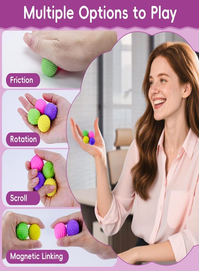 GoClimber 4-Pack Silicone Magnetic Balls Fidget Toys for Adults,Teens, Stress Relief Sensory Toys for ADHD Autism Anxiety,Fun Textures Sensory Adult fidgets Toys,Quiet Executive Desk Fidget Magnets for Office - Image 3