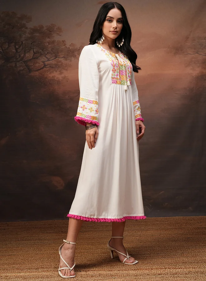 Vishudh Embroidered Cotton Dress
