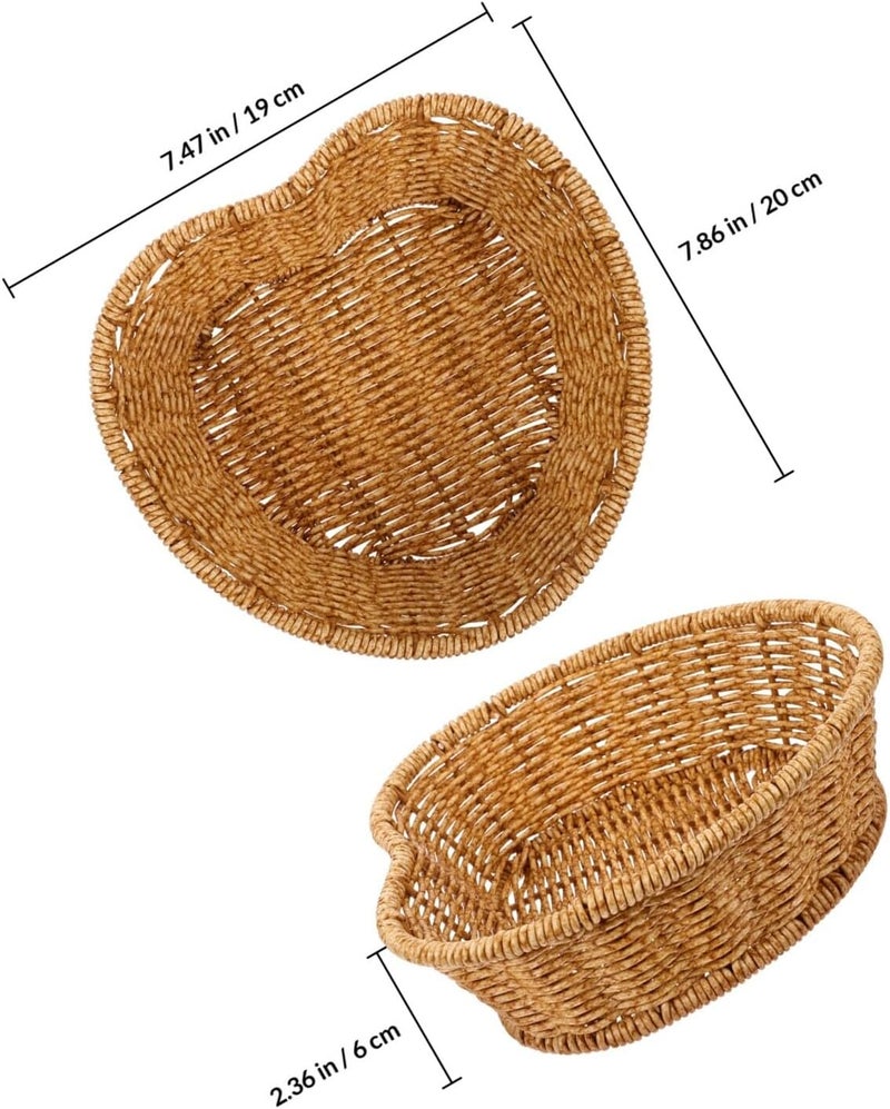 Heart-shaped Candy Basket Small Woven Kitchen Storage Basket Multi-function Fruit and Snack Holder for Home and Party Use - Image 2