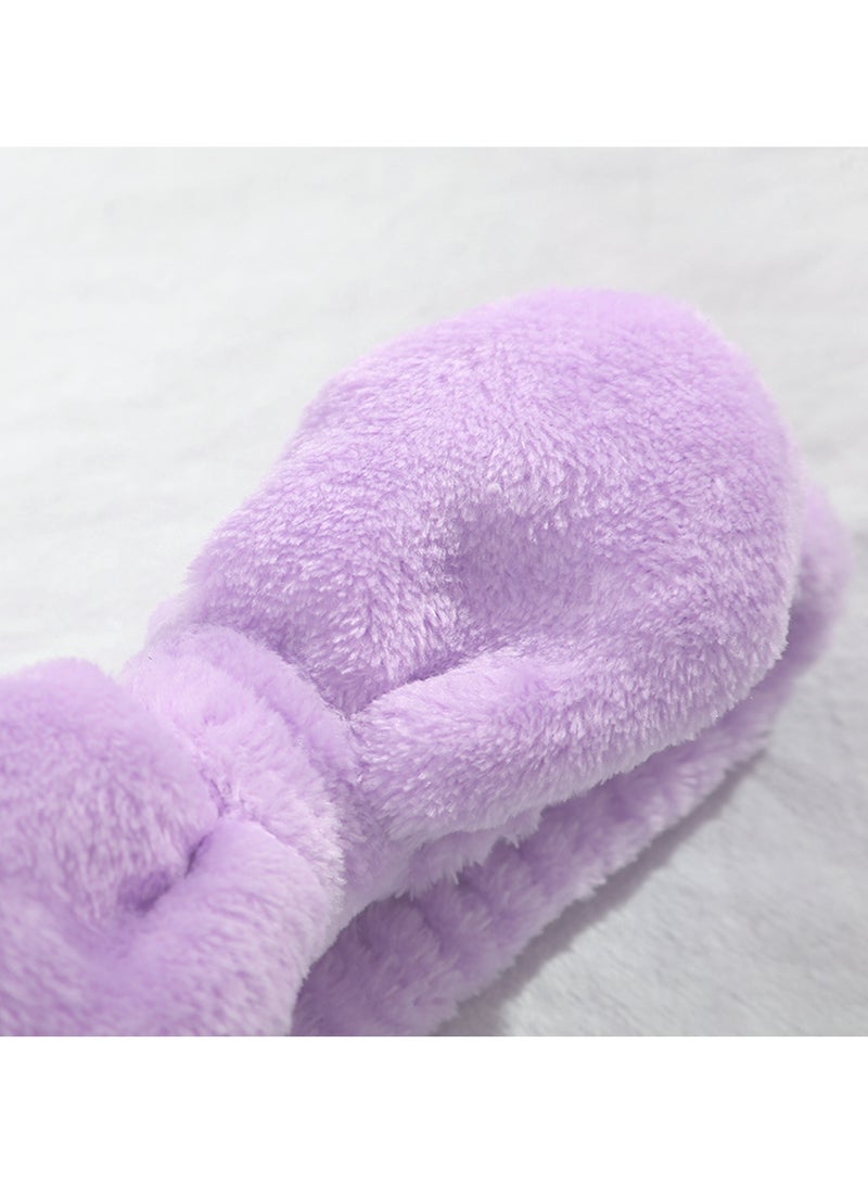 Bow tie headband Wrist strap Female face water absorbent coral velvet headband wrist strap a set - Image 4