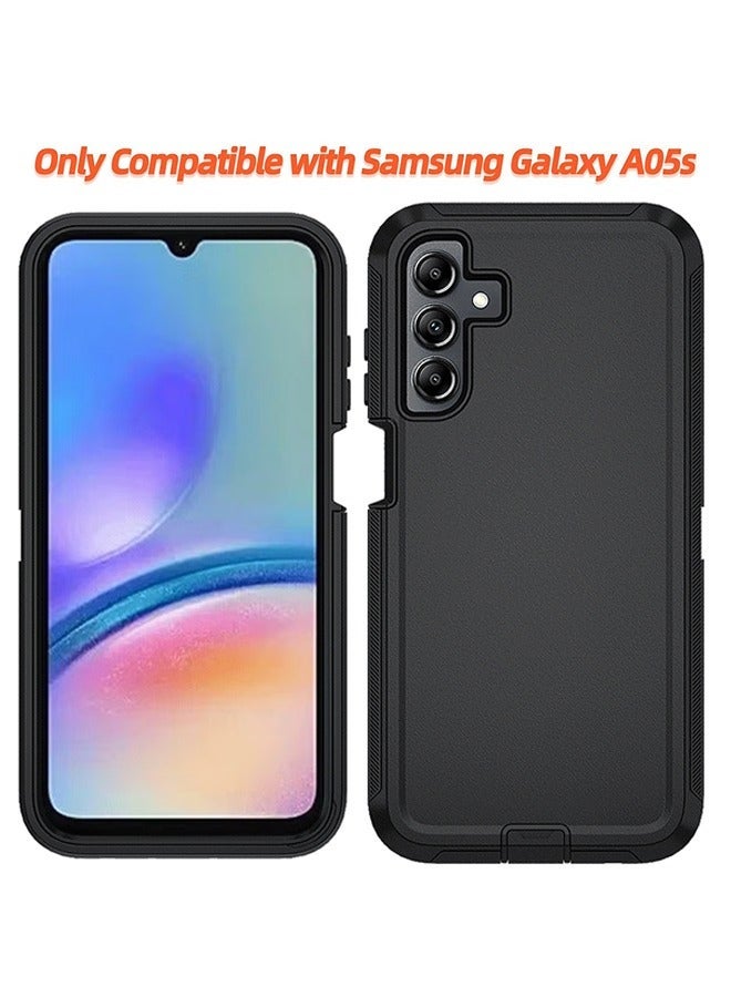 Samsung Galaxy A05s 4g Case, Protective Cell Phone Cover, Super Military Grade Duty Hard Shockproof Armor Protector Case Cover Accessory with Belt Clip Holster for Samsung Galaxy A05s 4g, Black
