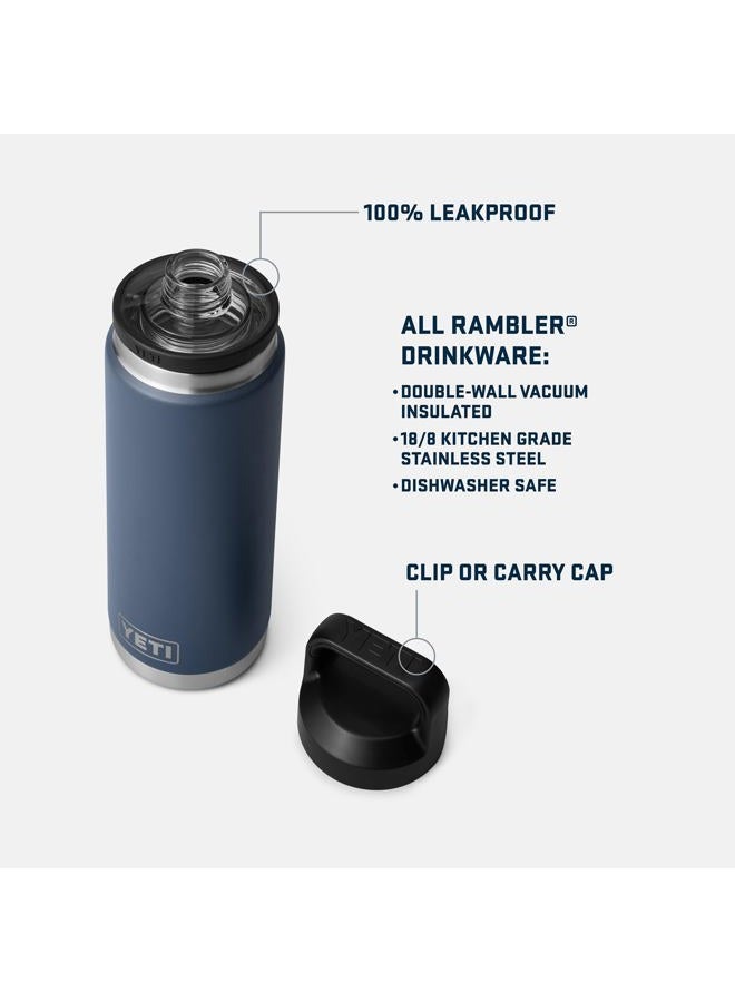 YETI Rambler 750ml Water Bottle, Leakproof, Vacuum Insulated, Stainless Steel with Chug Cap, Peach - Image 2