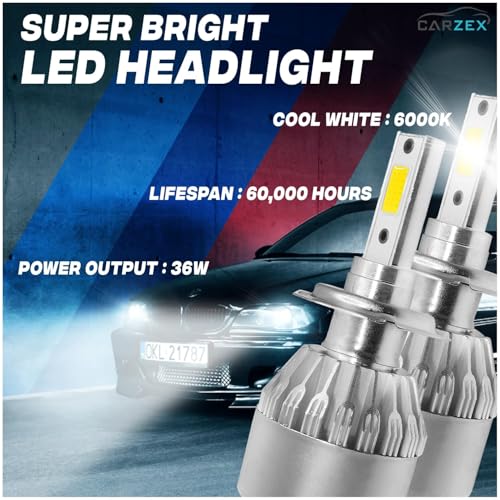 Carzex® 36W H7 LED Headlight Bulbs 3800LM, 6000K Pure White Plug & Play LED Conversion Kit for Cars, High Brightness, Easy Installation, Long Life, Universal Fit – Set of 2 - Image 4
