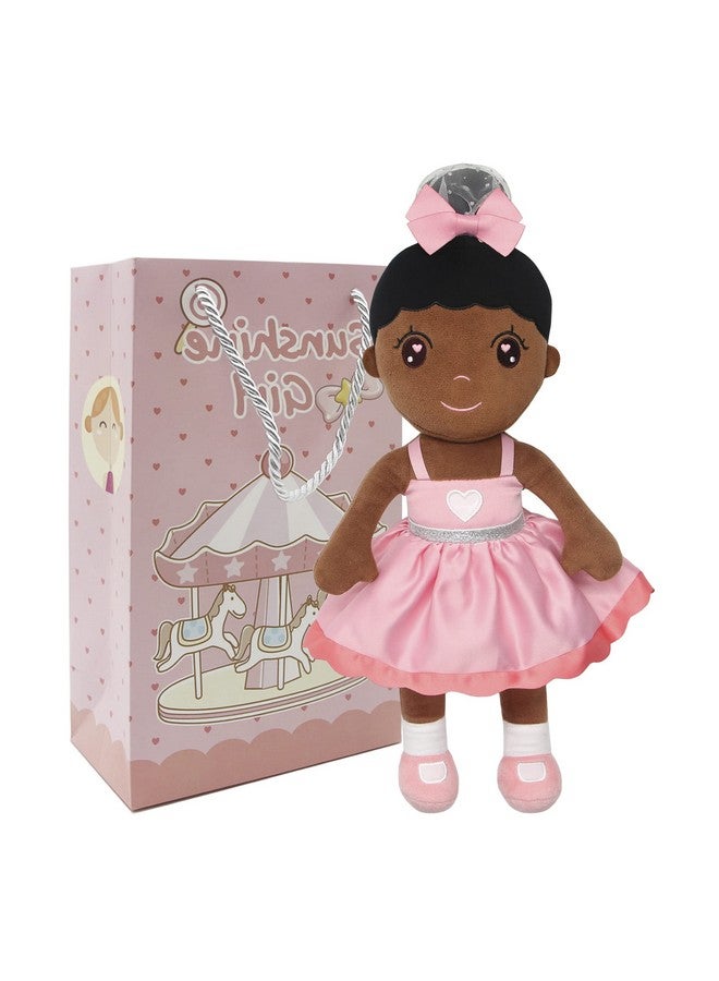 maxshop Plush Dolls 17'' First Baby Doll For Kids Super Soft Plush Toy (Pink Dress Princess Black Doll) - Image 1