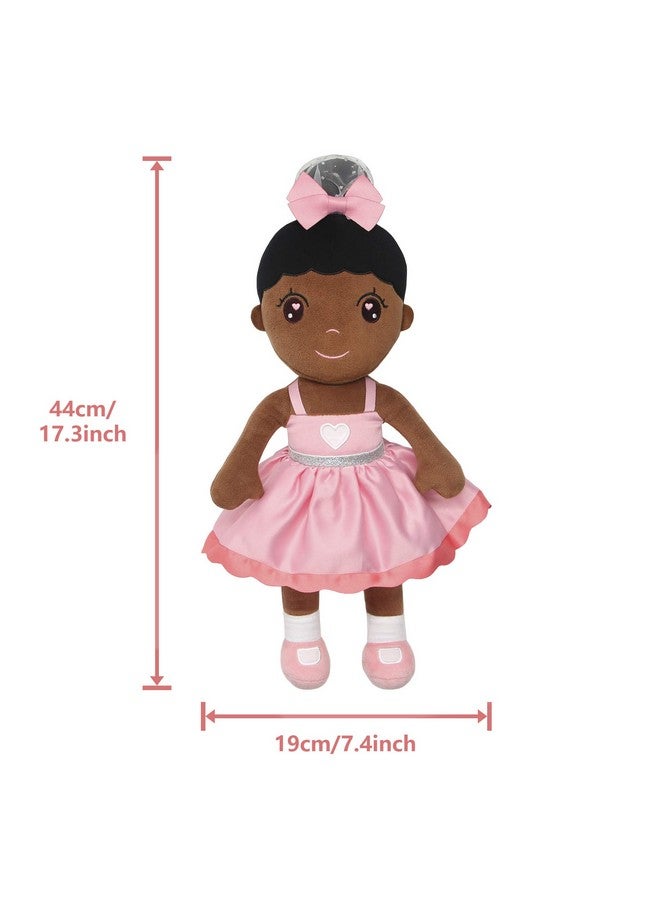 maxshop Plush Dolls 17'' First Baby Doll For Kids Super Soft Plush Toy (Pink Dress Princess Black Doll) - Image 2