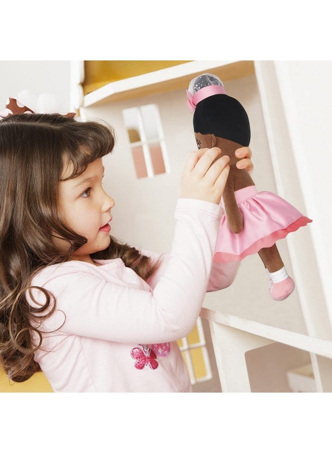 maxshop Plush Dolls 17'' First Baby Doll For Kids Super Soft Plush Toy (Pink Dress Princess Black Doll) - Image 5
