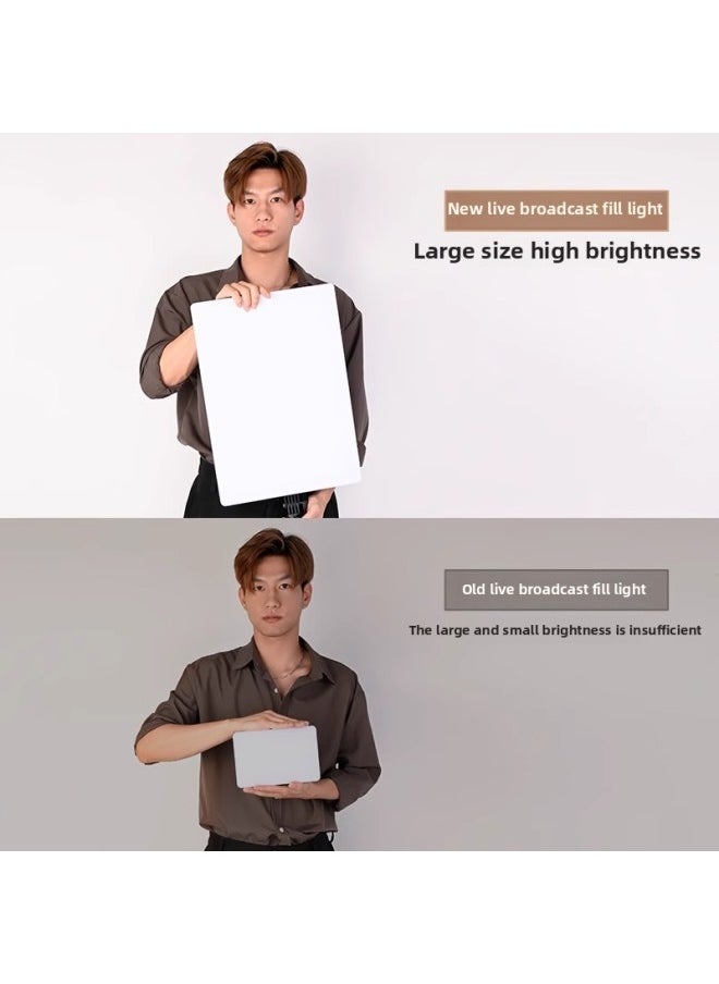 General - Live Fill Light Anchor Dedicated Led Photographer Lighting Light Indoor Square Flat Panel Light-Light Source Color:【 12inch Full Screen】 Desktop Disc Bracket + Single Camera Position - Image 1