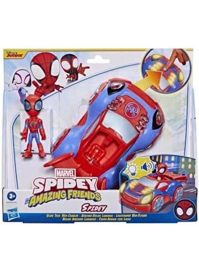 سبايدي اند هيز اميزينج فريندز مجموعة لعب السيارة سبايدرمان وأصدقائه المذهلين، أضواء توهج تيك قطعتين مع صوت 4 وحدات - Image 2