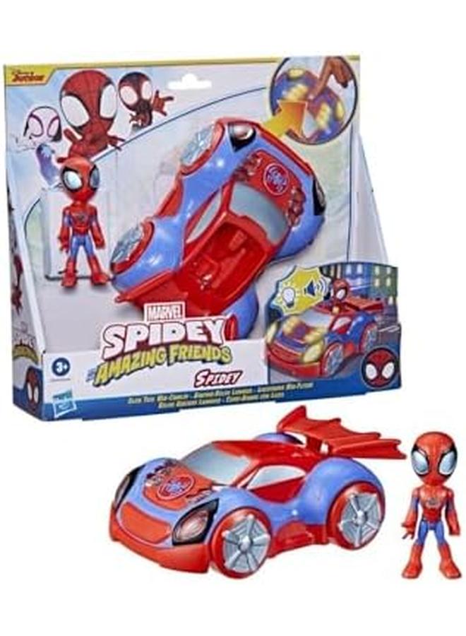 سبايدي اند هيز اميزينج فريندز مجموعة لعب السيارة سبايدرمان وأصدقائه المذهلين، أضواء توهج تيك قطعتين مع صوت 4 وحدات - Image 3