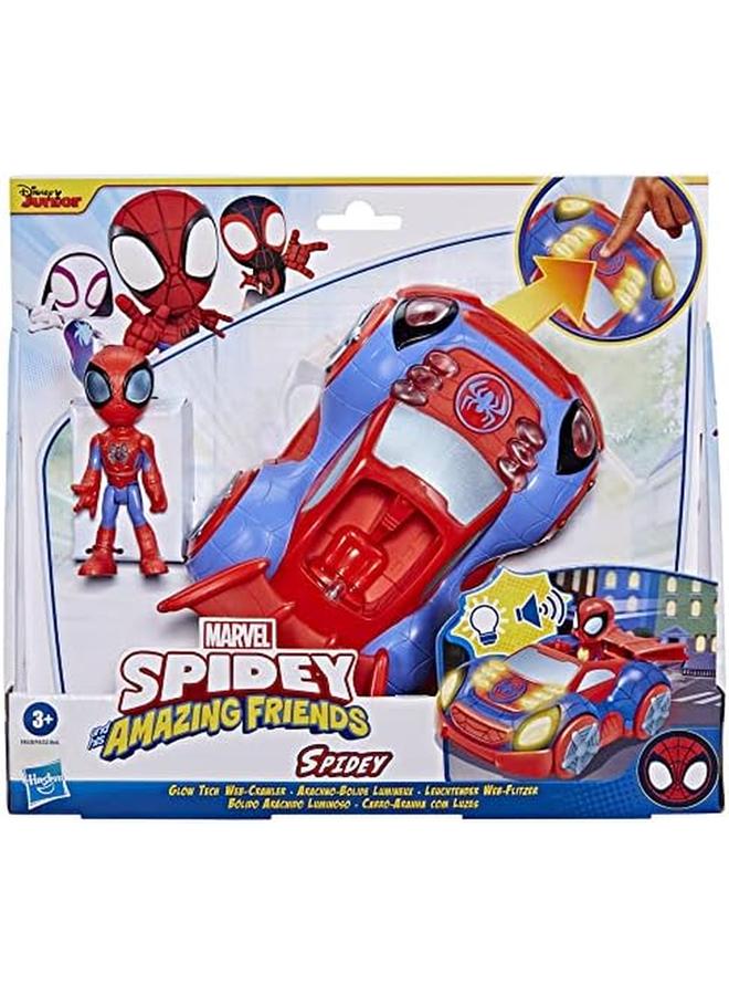 سبايدي اند هيز اميزينج فريندز مجموعة لعب السيارة سبايدرمان وأصدقائه المذهلين، أضواء توهج تيك قطعتين مع صوت 4 وحدات - Image 4