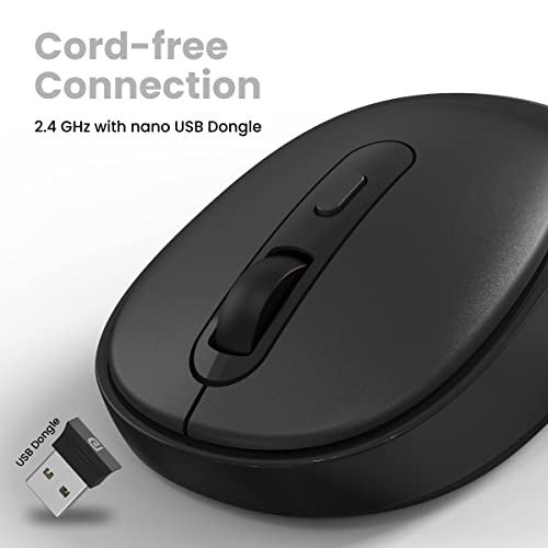Portronics Toad 27 Wireless Mouse, Silent Buttons, 2.4 GHz with USB Nano Dongle for PC/Mac/Laptop, Auto Power Saving Mode, Adjustable DPI Button(Black) - Image 2