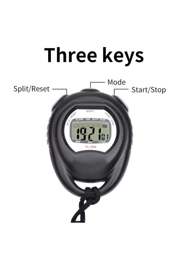 Professional Handheld Digital Timer Stopwatch, Multifunctional Waterproof LCD Electronic Stopwatch with Date, Time and Alarm for Sports Coaches, Fitness Trainers and Referees - Image 4