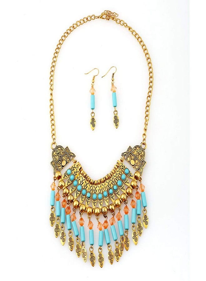 YAZILIND Bohemian Style Tassel Pendant Chunky necklace Earrings Exaggerated Jewelry Set Women Birthday Party Gift - Image 5