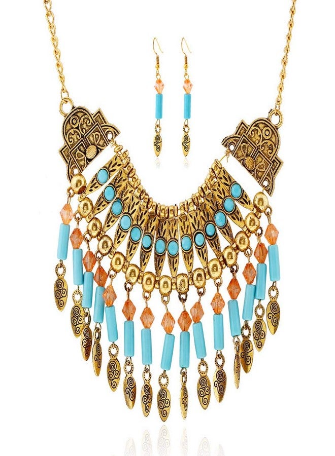 YAZILIND Bohemian Style Tassel Pendant Chunky necklace Earrings Exaggerated Jewelry Set Women Birthday Party Gift - Image 1