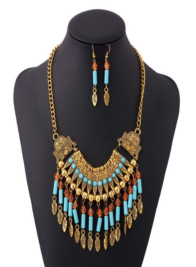YAZILIND Bohemian Style Tassel Pendant Chunky necklace Earrings Exaggerated Jewelry Set Women Birthday Party Gift - Image 2