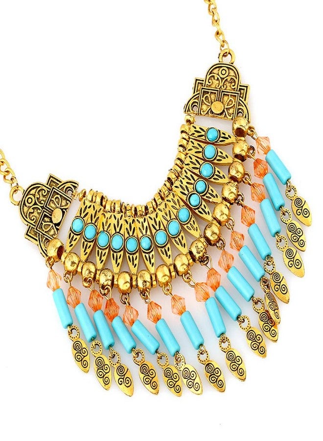YAZILIND Bohemian Style Tassel Pendant Chunky necklace Earrings Exaggerated Jewelry Set Women Birthday Party Gift - Image 3