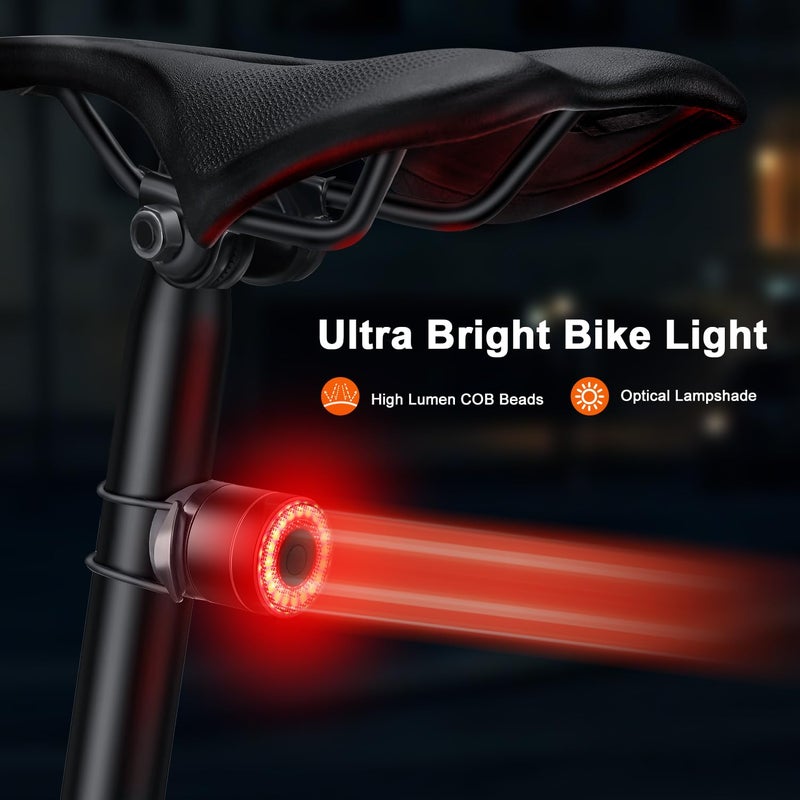 YBLNTEK Smart Bike Tail Light, Auto On/Off, Brake Sensing Rear Bike Light, USB C Rechargeable Bicycle Rear Light for Night Riding, 4 Light Modes, IPX6 Waterproof - Image 2