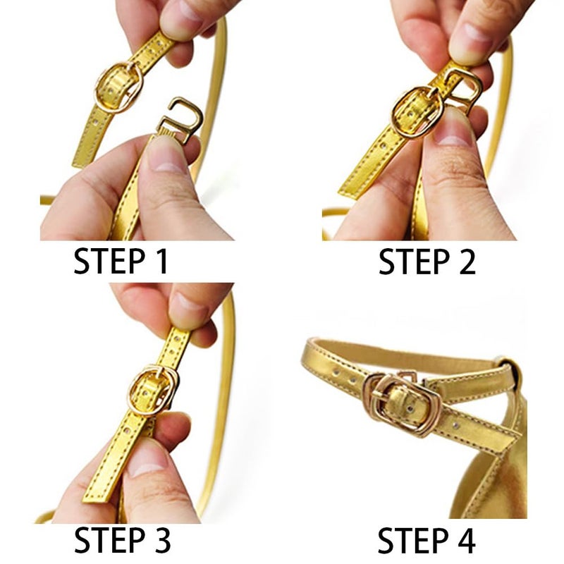 Amoji Women's 4 Inch Platform Chunky Heels Ankle Strap Women Dressy Heeled Sandals 319 Gold 8 women - Image 2
