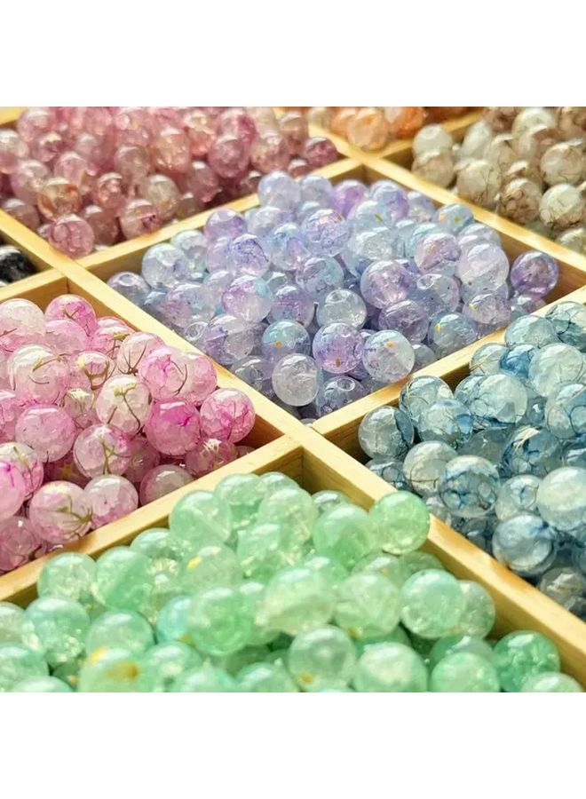 30 قطعة خرز زجاجي أخضر متشقق مقاس 10 مم لصنع المجوهرات يدوياً والأساور والقلائد - Image 1