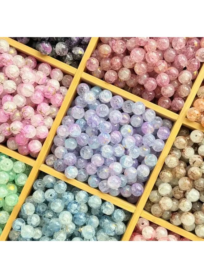 30 قطعة خرز زجاجي أخضر متشقق مقاس 10 مم لصنع المجوهرات يدوياً والأساور والقلائد - Image 2