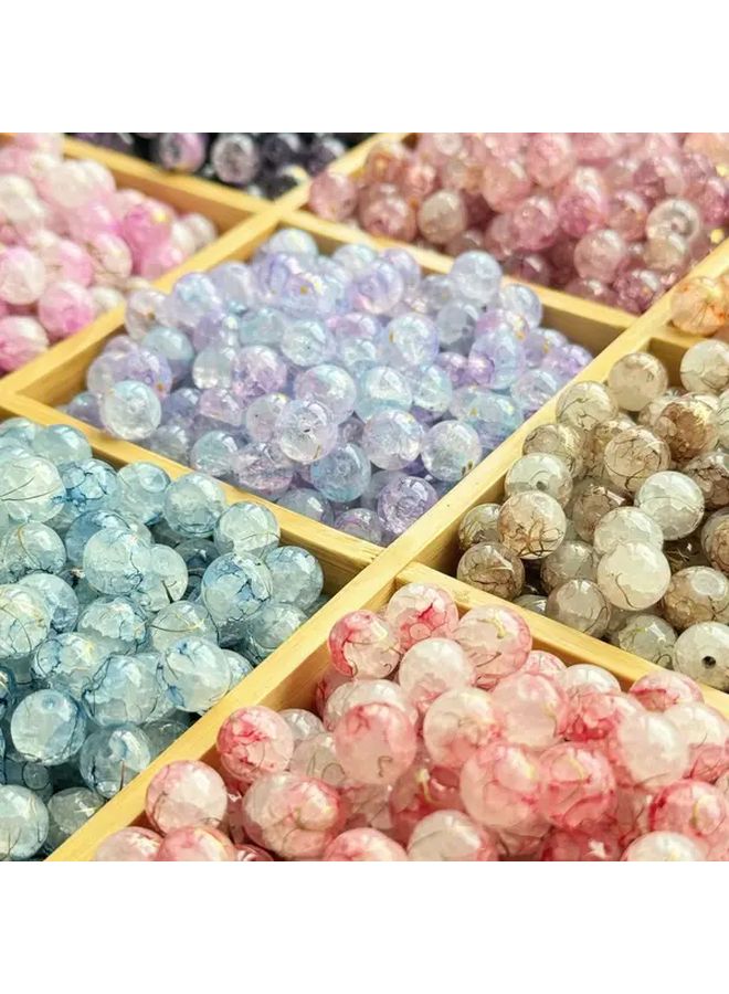 30 قطعة خرز زجاجي أخضر متشقق مقاس 10 مم لصنع المجوهرات يدوياً والأساور والقلائد - Image 3