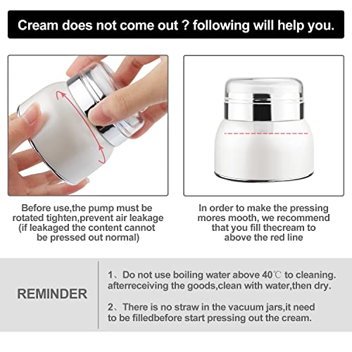 USRommaner 2 Pack 2 Oz/60ml Airless Pump Jar Pot,Empty Acrylic Vacuum Face Cream Jar with Press Pump,Portable Refillable Travel Lotion Sample Cosmetic Container for Makeup,Essence,Lotion,Moisturizer,Eye Cream - Image 3