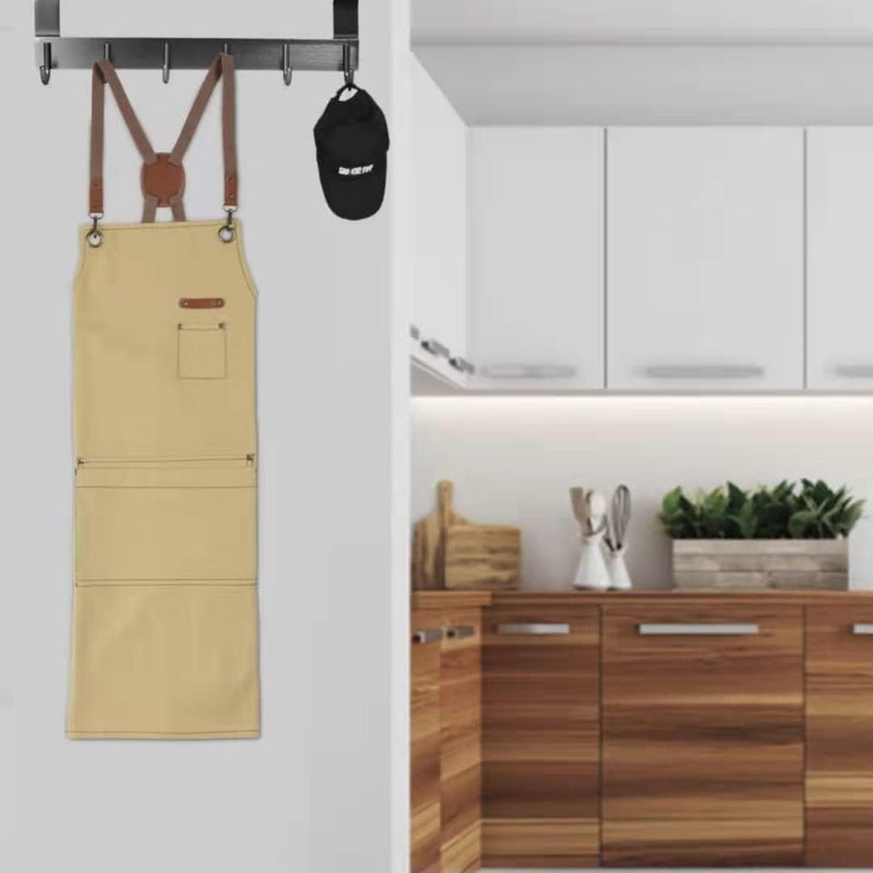 Chef Apron for Men Women with Pockets, Barista Cotton Aprons for Kitchen, BBQ, Artist Painting - Image 3