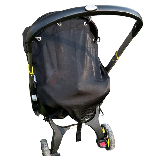 IntiMom Stroller Sun Shade - Universal UV Protection Cover for Strollers Sunshade with See Through, Clip-On Sun Blocker, Sun Shield for Baby, Breathable Adjustable Fit, Full Coverage, M Black - Image 1