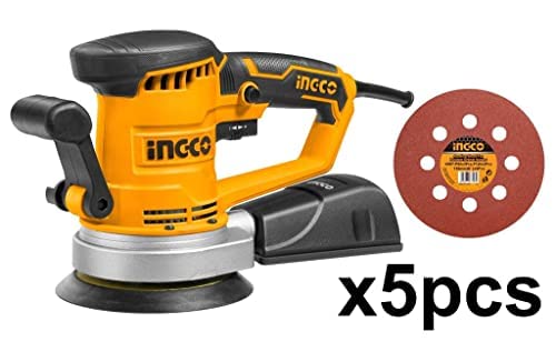 Ingco 150mm 450 Watt Variable Speed Valcrops Base Rotary Sander RS4508, Yellow - Image 2