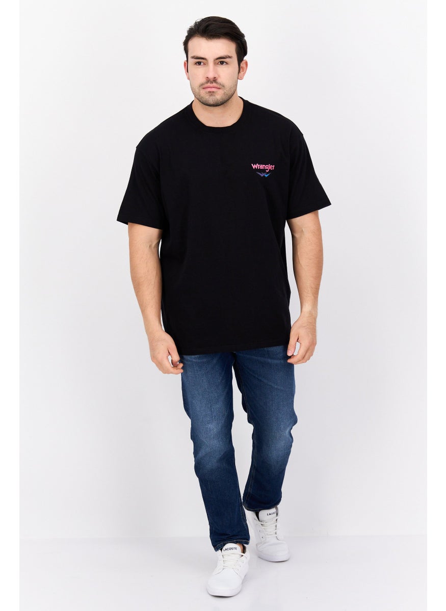 Wrangler - Men Crew Neck Short Sleeve Brand Logo T-shirts, Black - Image 1