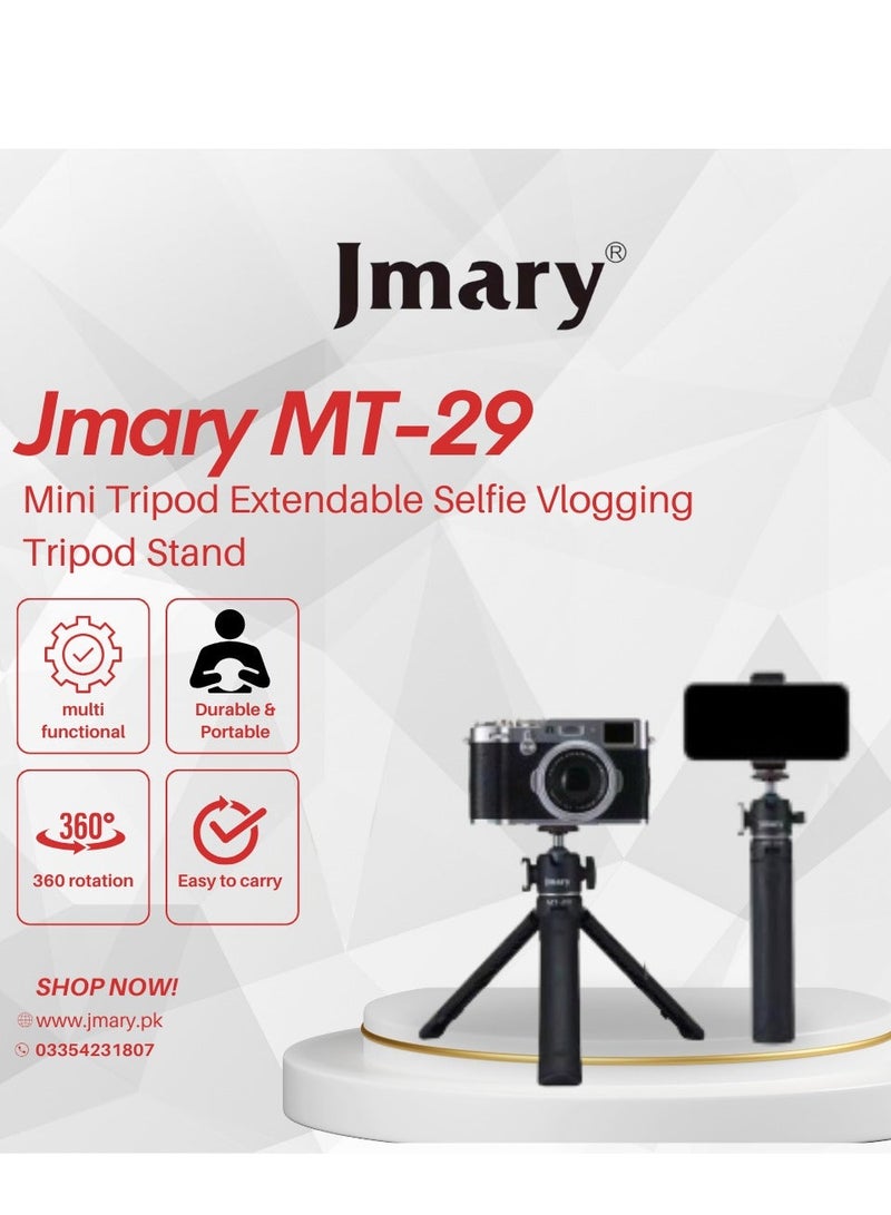 Jmary MT-29 Mini Tripod Extendable Selfie Vlogging Tripod Stand - Image 2