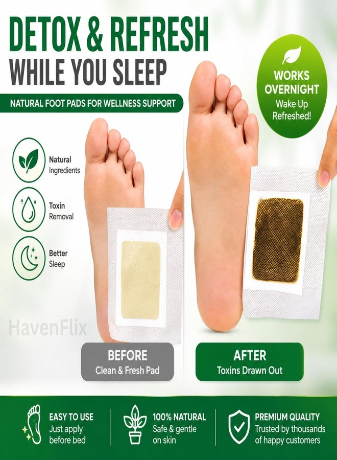 HavenFlix Detox Foot Patches for Overnight Foot Care | Ginger & Salt Adhesive Foot Pads | Relaxing Overnight Foot Patch | Natural Herbal Foot Stickers | 20 Pads + 20 Adhesive Sheets | Pack of 2 - Image 3