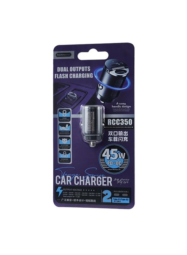 ريماكس شاحن سيارة سريع بقوة 45 واط بمنفذين تايب سي - Image 2