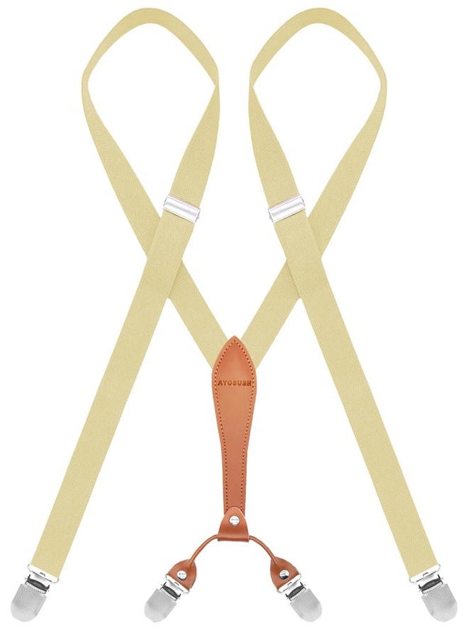 AYOSUSH Elastic Suspenders for Women Thin Y Back 4 Clip Skinny Ladies Suspenders, Beige, One size - Image 2