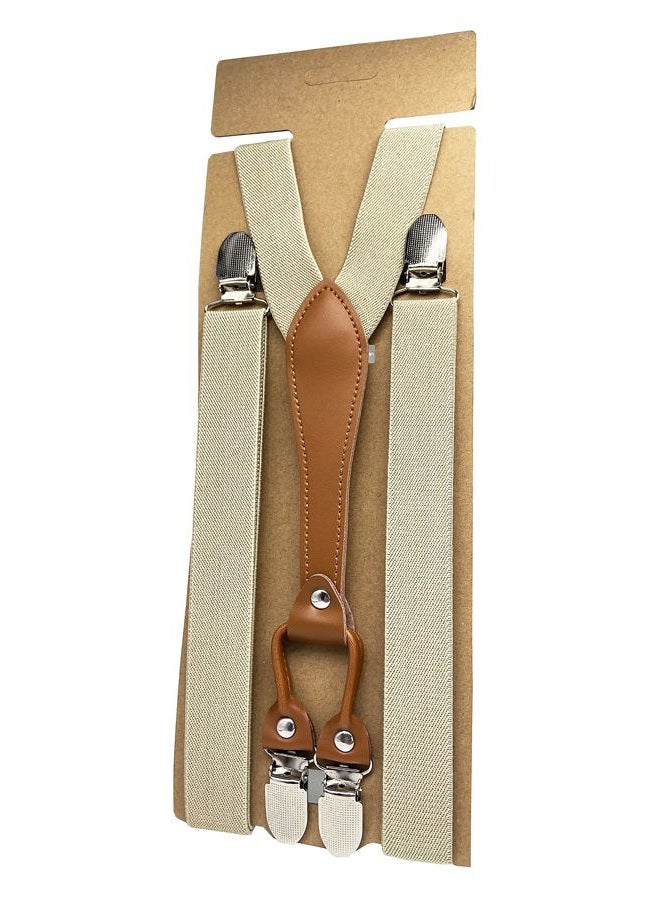 AYOSUSH Elastic Suspenders for Women Thin Y Back 4 Clip Skinny Ladies Suspenders, Beige, One size - Image 3