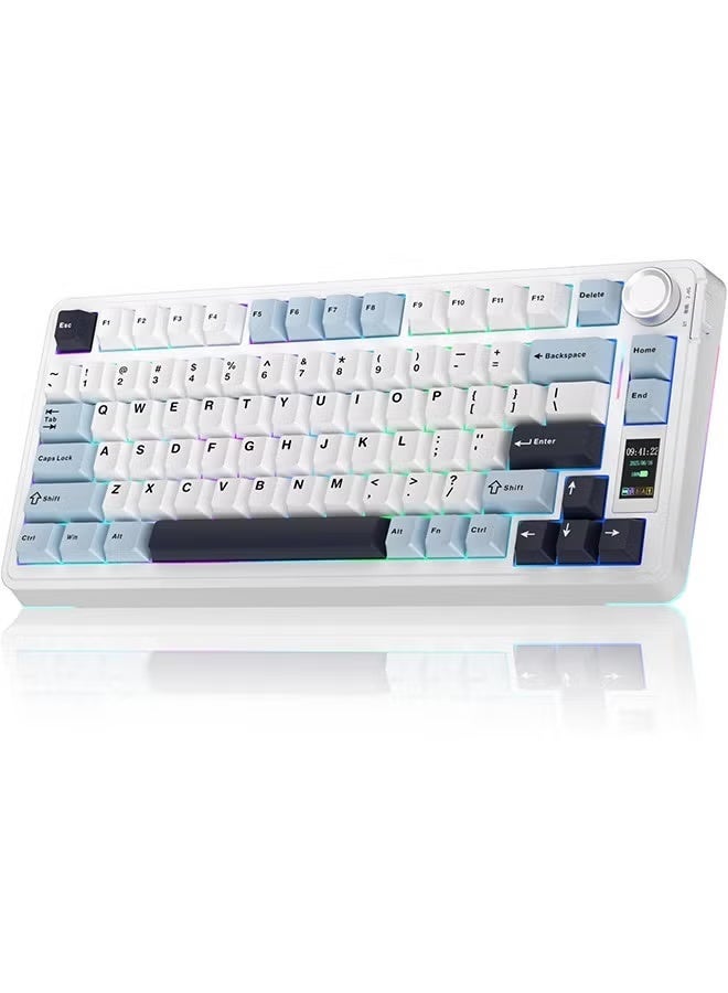 AULA S75 PRO Wireless Mechanical Keyboard with Screen&Knob, Tri-Mode Hot Swappable Gaming Keyboard 75%, Pre-lubed Switches, RGB Backlit, Side Printed PBT Keycaps, Creamy Sounding Computer Keyboards - Image 1