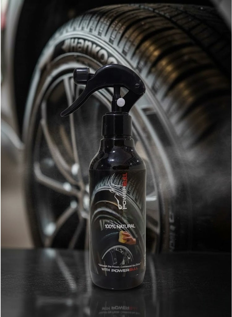 باوربول ملمع كاوتش من PowerBULL , منظف فائق الجوده , لمعان يدوم طويلا , مواد طبيعيه بالكامل , 325mL - Image 2