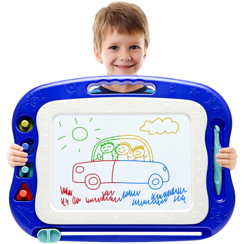 vusum Magnetic Drawing Board,Large Doodle Board Toddler Toys for Girls Boys 3 4 5 6 7 Year Old Kids Gift Etch A Colorful Sketch Magnet Erasable Pad (Blue) - Image 1
