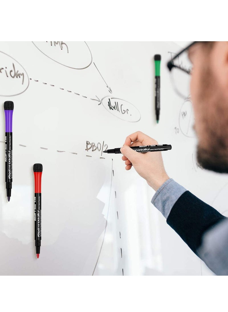 Whiteboard Marker, Excefore 12 colors Magnetic Dry Erase Markers, Low Odor White Board Markers with Erasers Fine Tip Erasable Pens for Kids Teacher Back to School, Work on Classroom Office, Calender - Image 2