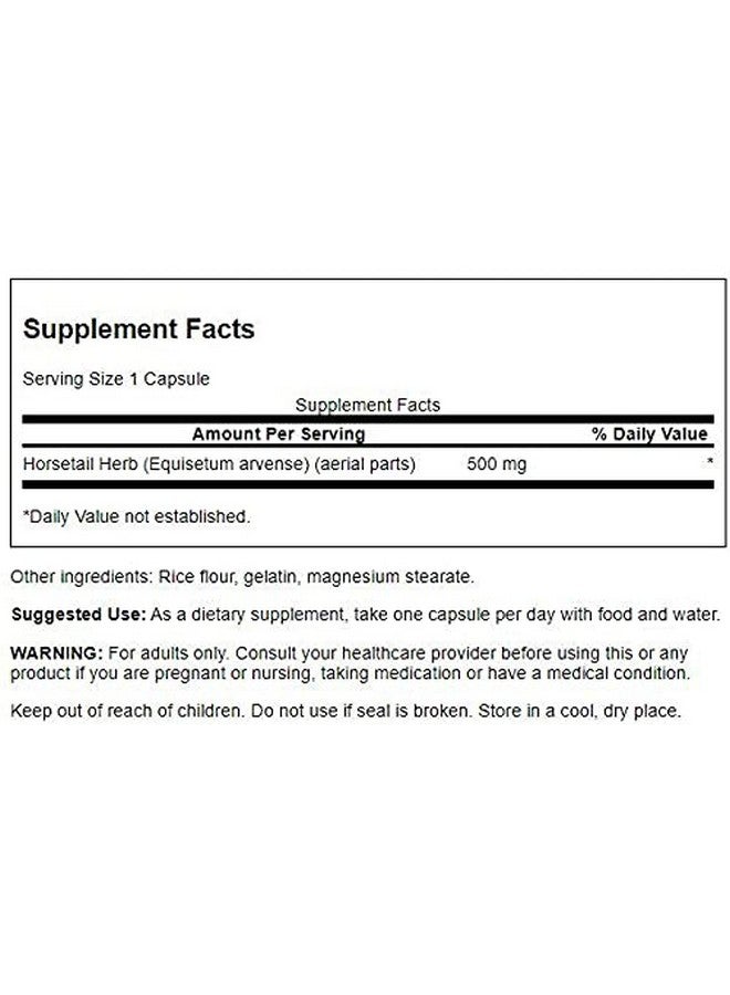 SWANSON Horsetail Herbal Supplement Supporting Healthy Hair Skin & Nails Natural Ingredients For Bone Health & Urinary Tract Support (90 Capsules 500Mg Each) - Image 3